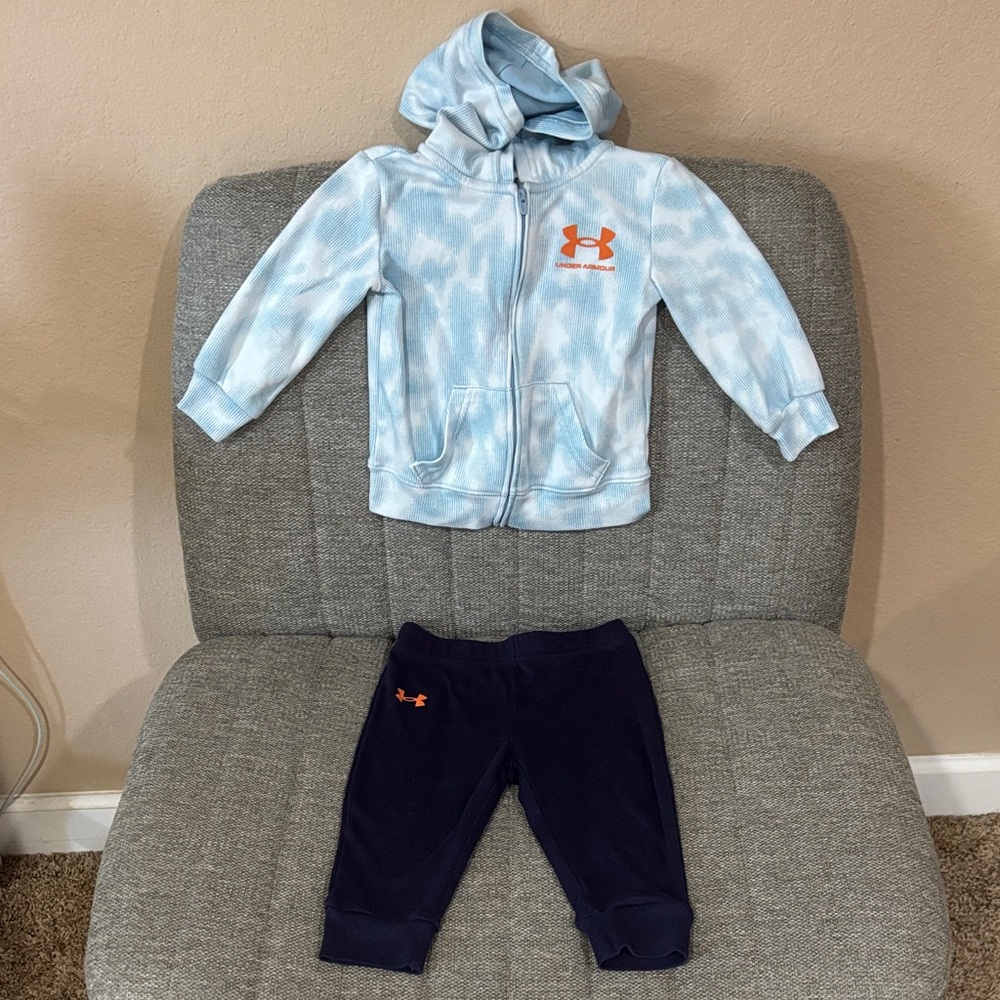 Under Armour Kids Light Blue Hoodie and Navy Joggers
